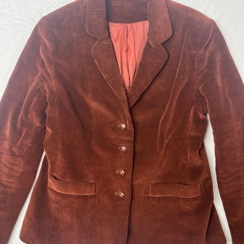 Avon Fashions Vintage Sz 9/10 Brown Corduroy Blazer Professor Academia Cottage - Picture 3 of 14